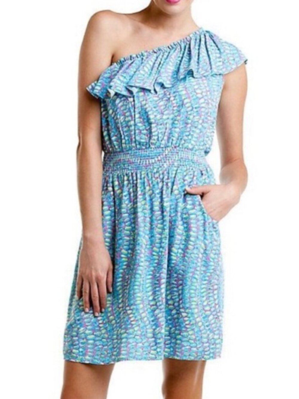 Lilly Pulitzer Jessy One Shoulder Dress - Clam Jam SIZE XL